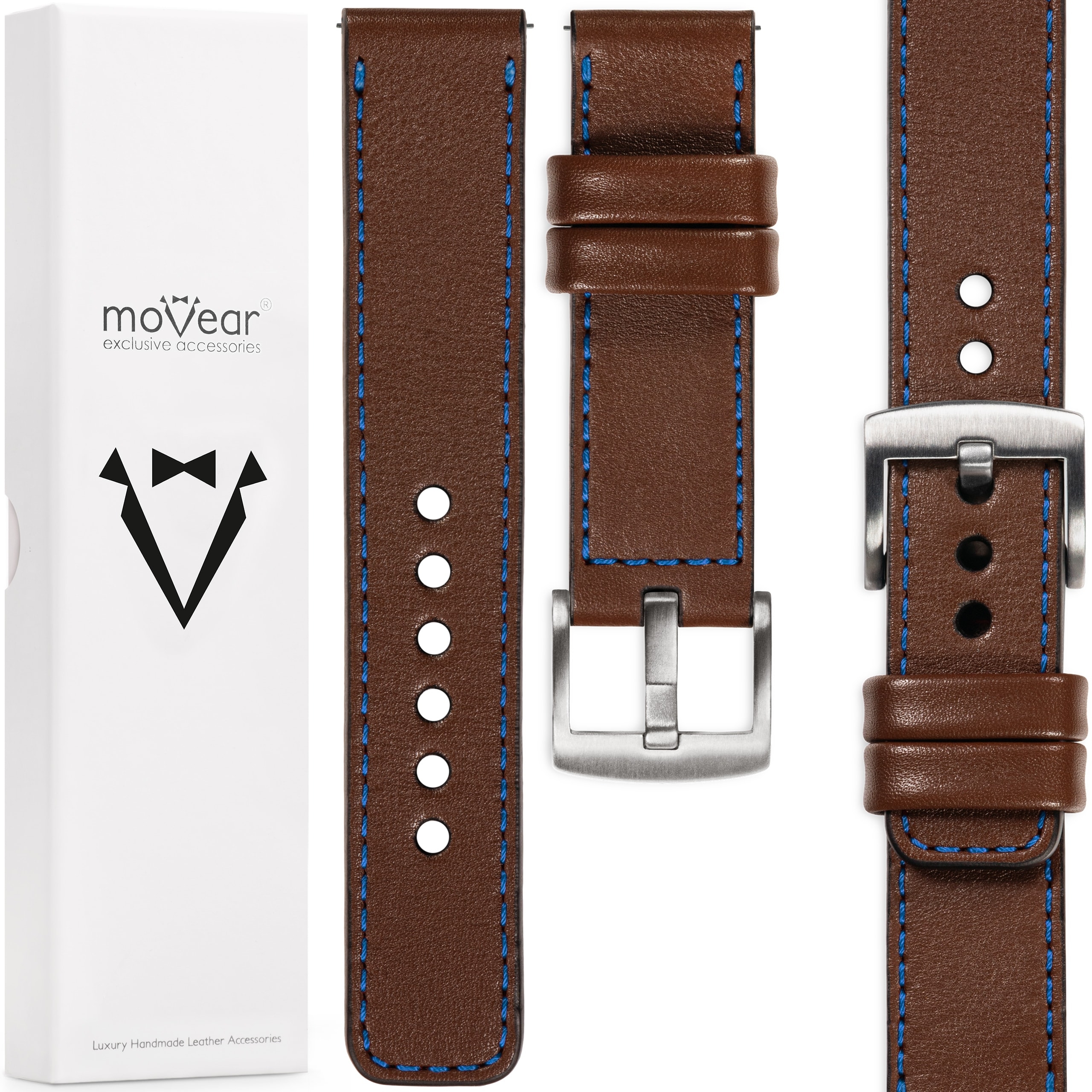 Kožený opasek 22 mm pro hodinky, elegantní, prémiový, italská kůže Movear