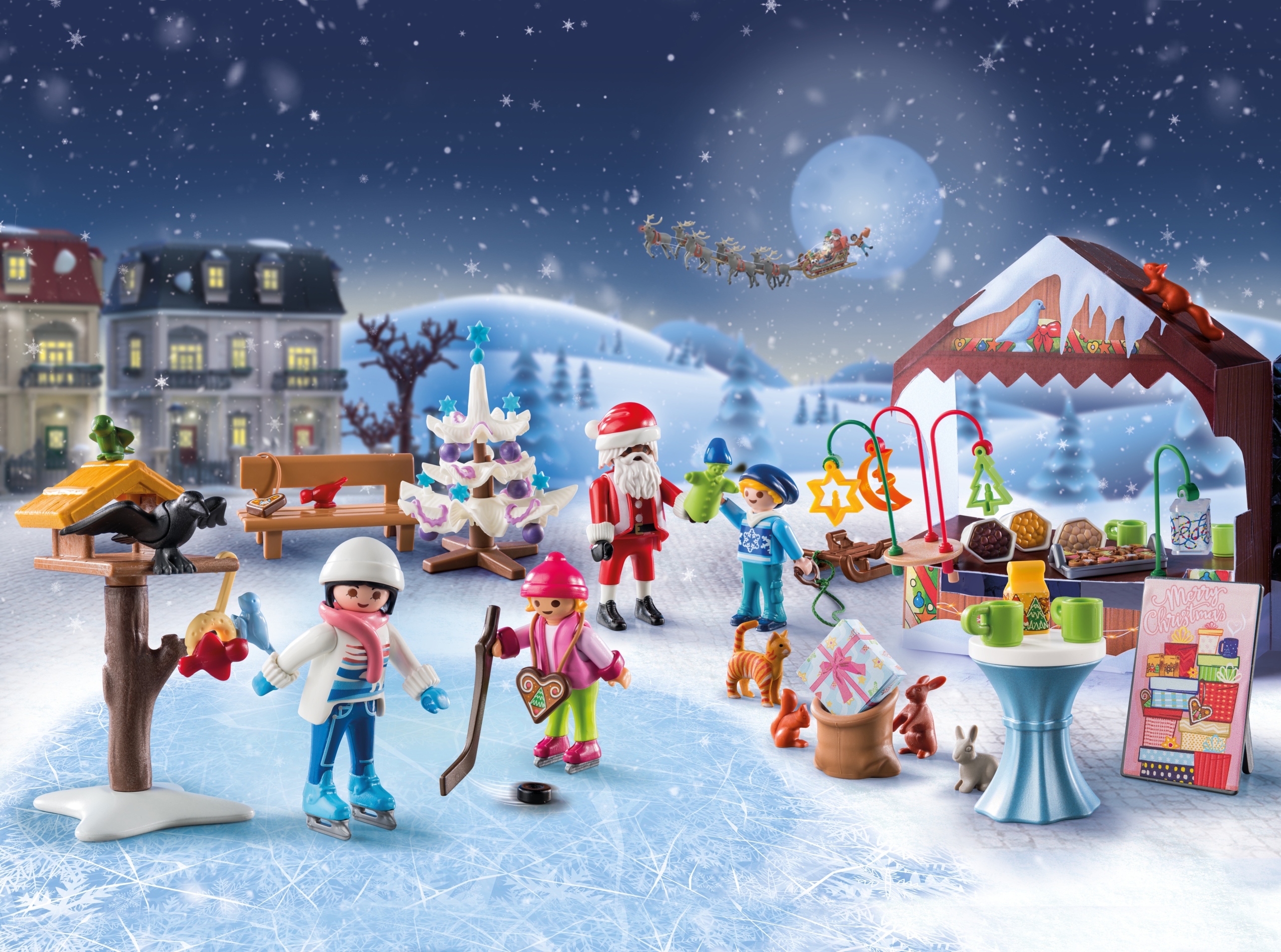 Адвент-календарь Playmobil 71472 Рождественская ярмарка, фигурки, прилавок и ёлка, от 4 лет — фото 4