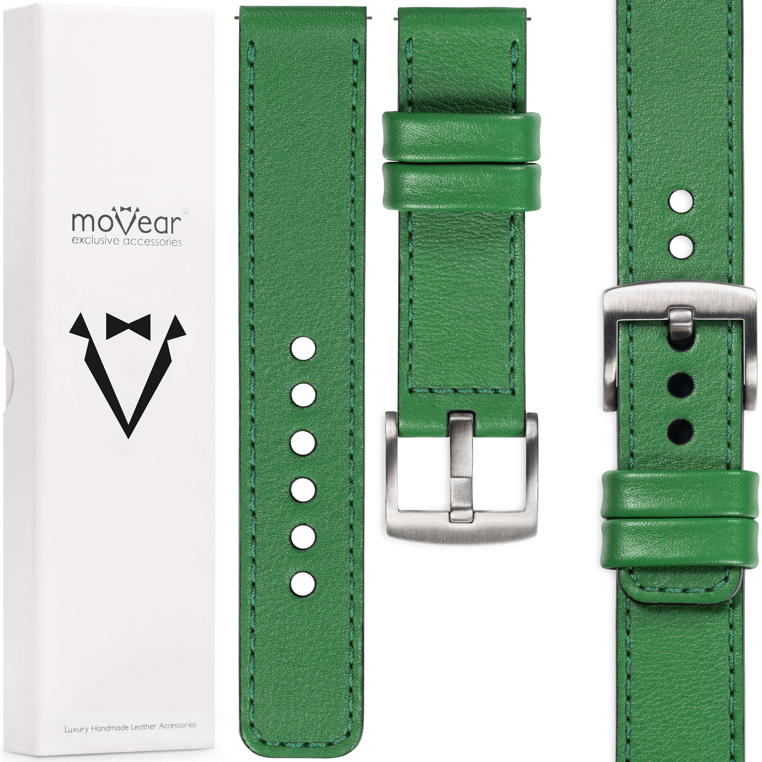 Řemínek 22 mm pro prémiové kožené hodinky, stylový, ručně vyrobený Movear