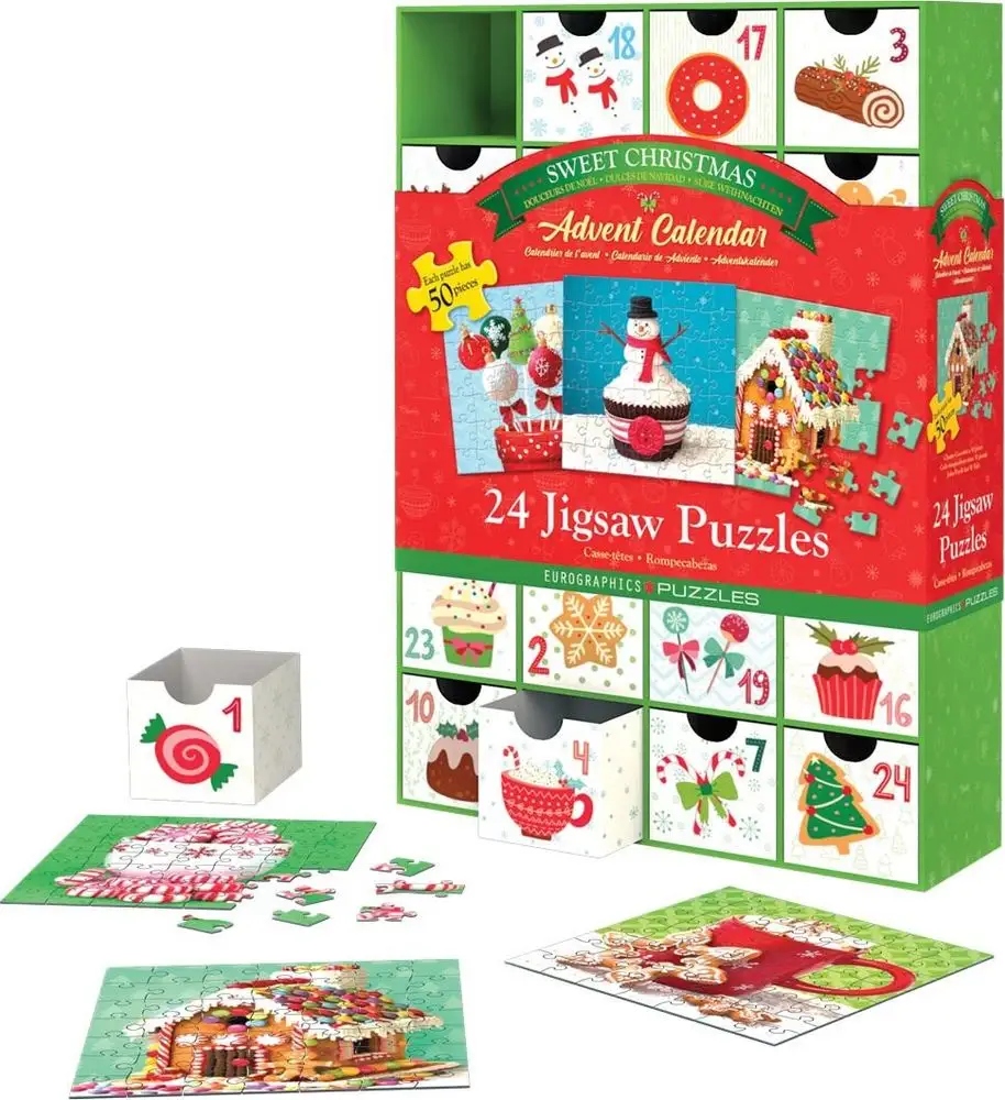 Адвент-календарь Eurographics Sweet Christmas 2022, 24 пазла по 50 деталей — фото 3