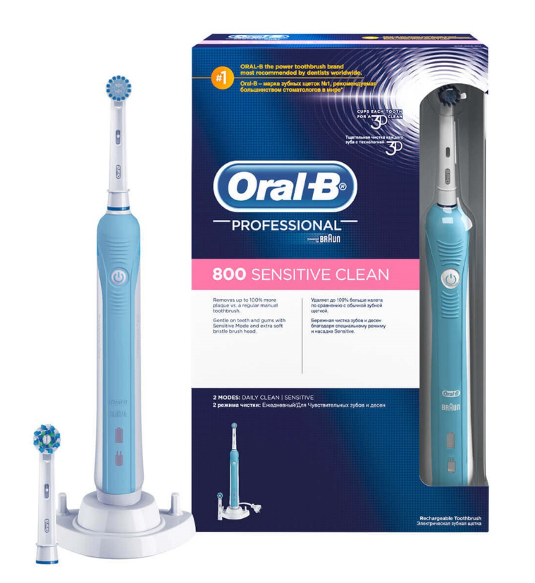 Szczoteczka Oral-B Pro 800 Sensitive Clean 2 Końcówki Timer Niebieska