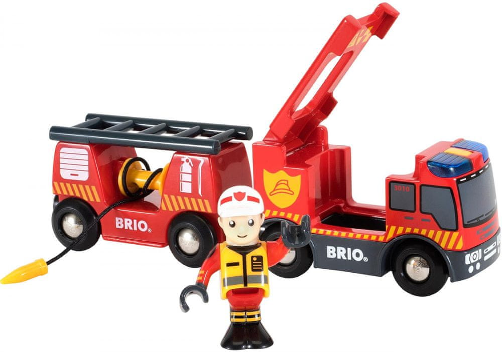 Vláčikodráha hasičské vozidlo Brio 3 kusy
