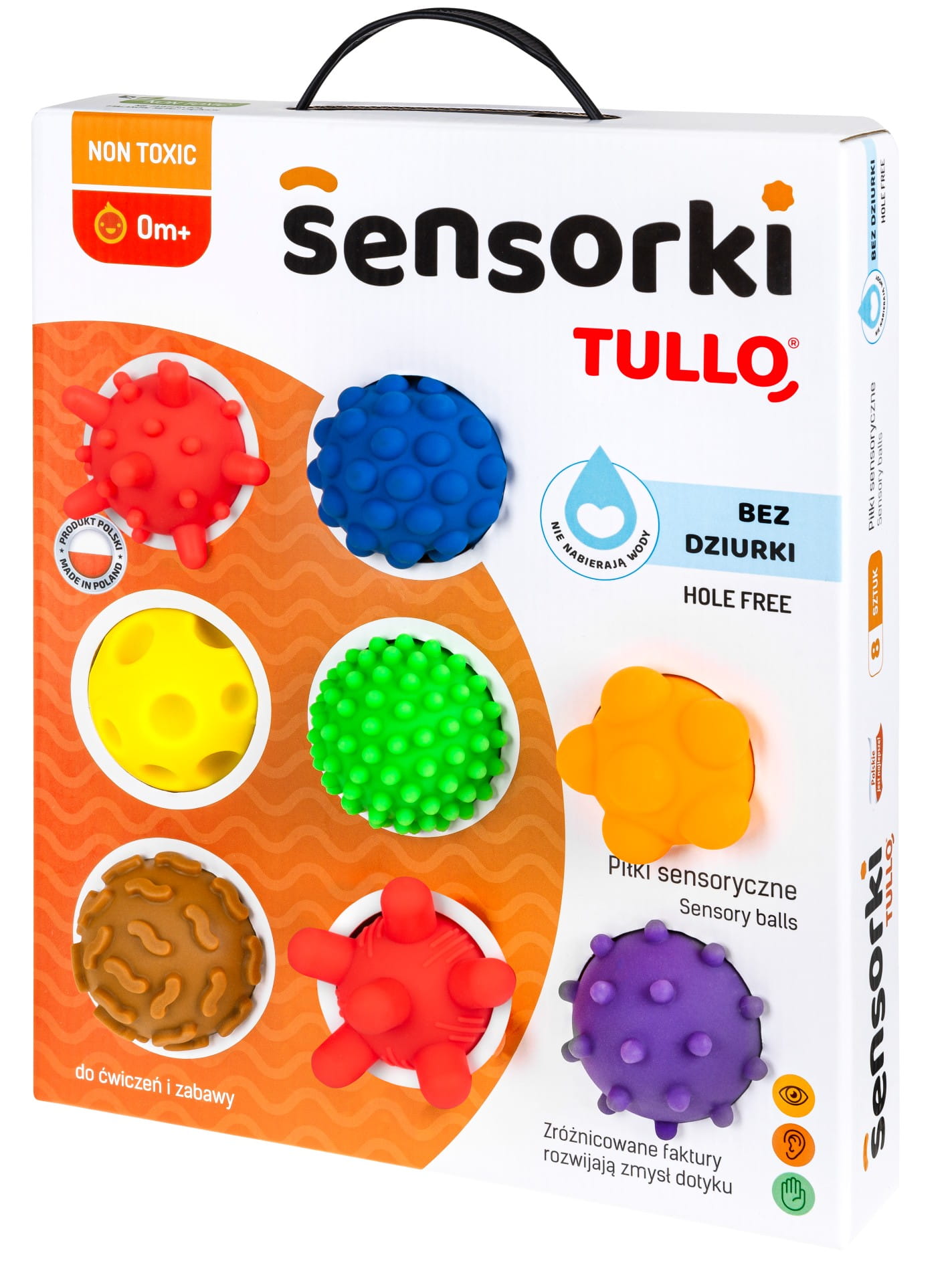 Tullo Piłeczki sensoryczne Sensorki bez dziurki masaż rehabilitacja 8 szt.