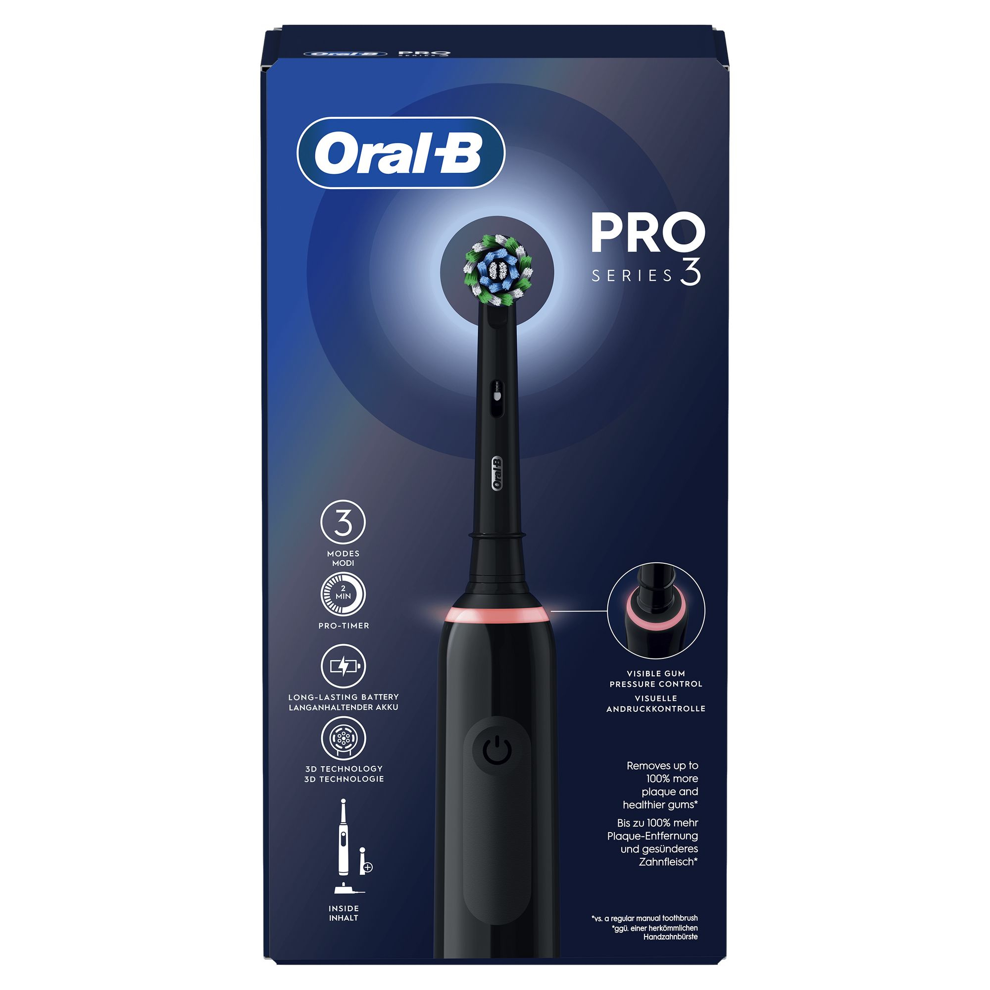 ORAL-B PRO 3 3000 SZCZOTECZKA ELEKTRYCZNA 3 TRYBY KONTROLA NACISKU CZARNA — miniatura 16