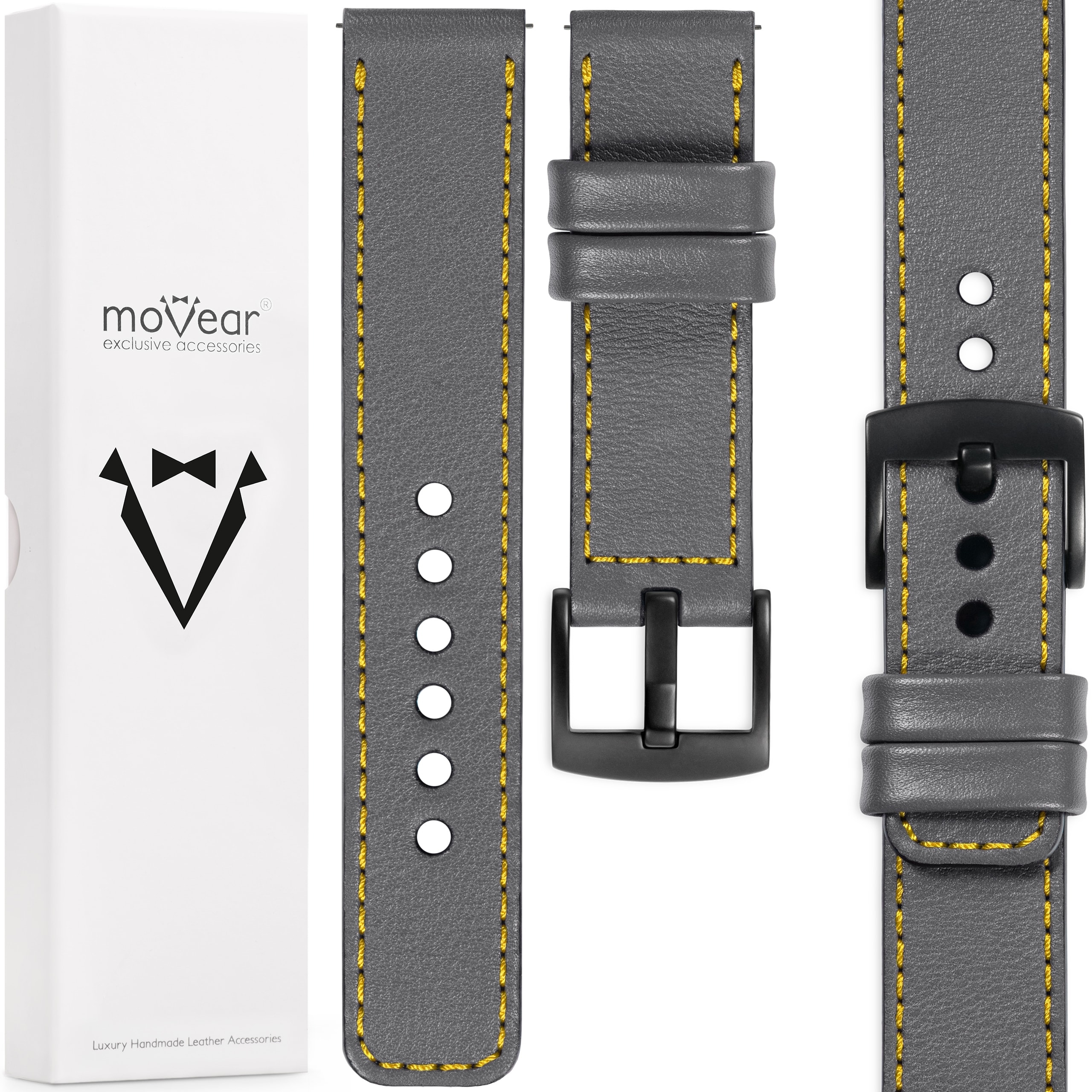 Kožený opasek 24 mm pro prémiové hodinky, stylový Polský šedý