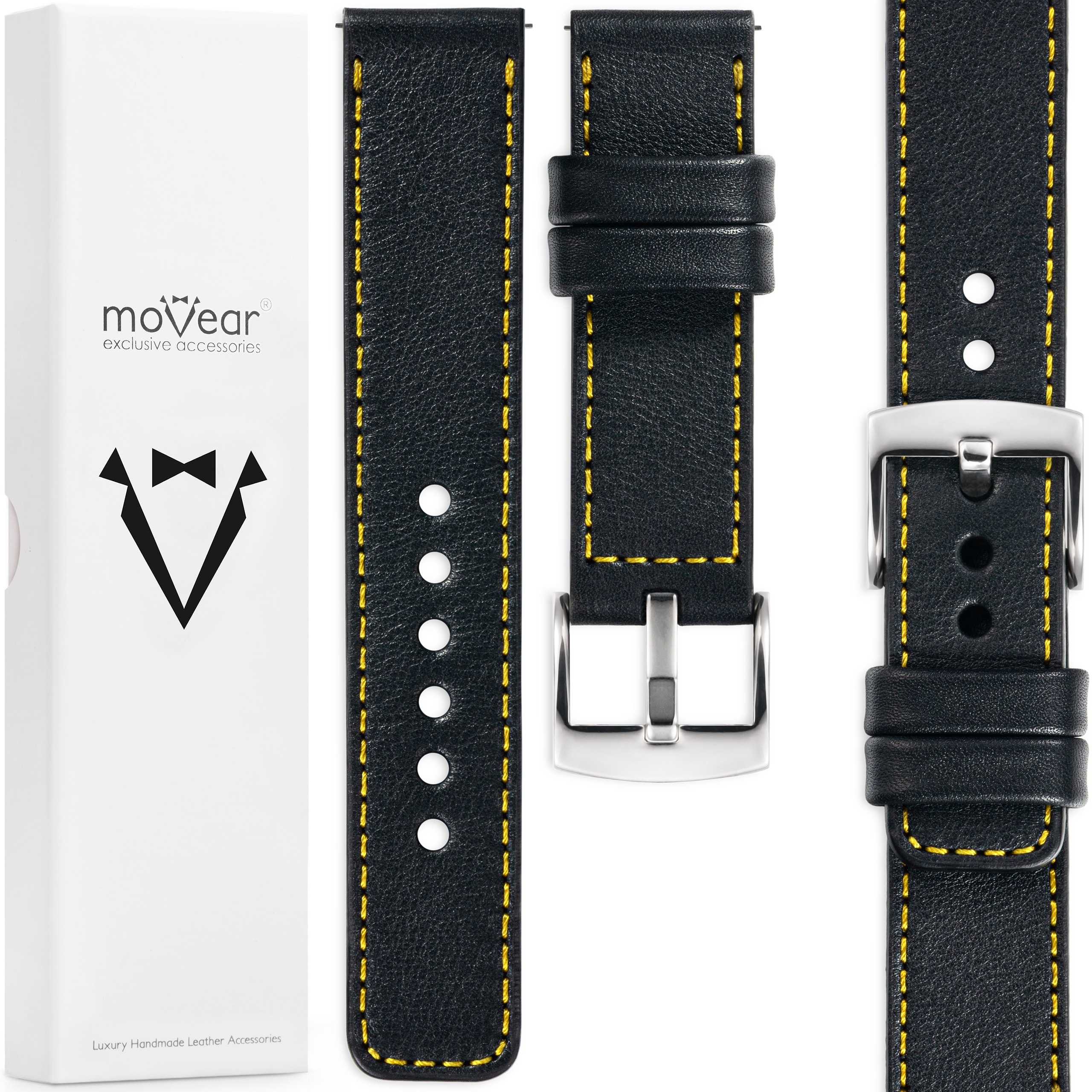 Kožený opasek 24 mm pro hodinky, elegantní, prémiový, italská kůže Movear