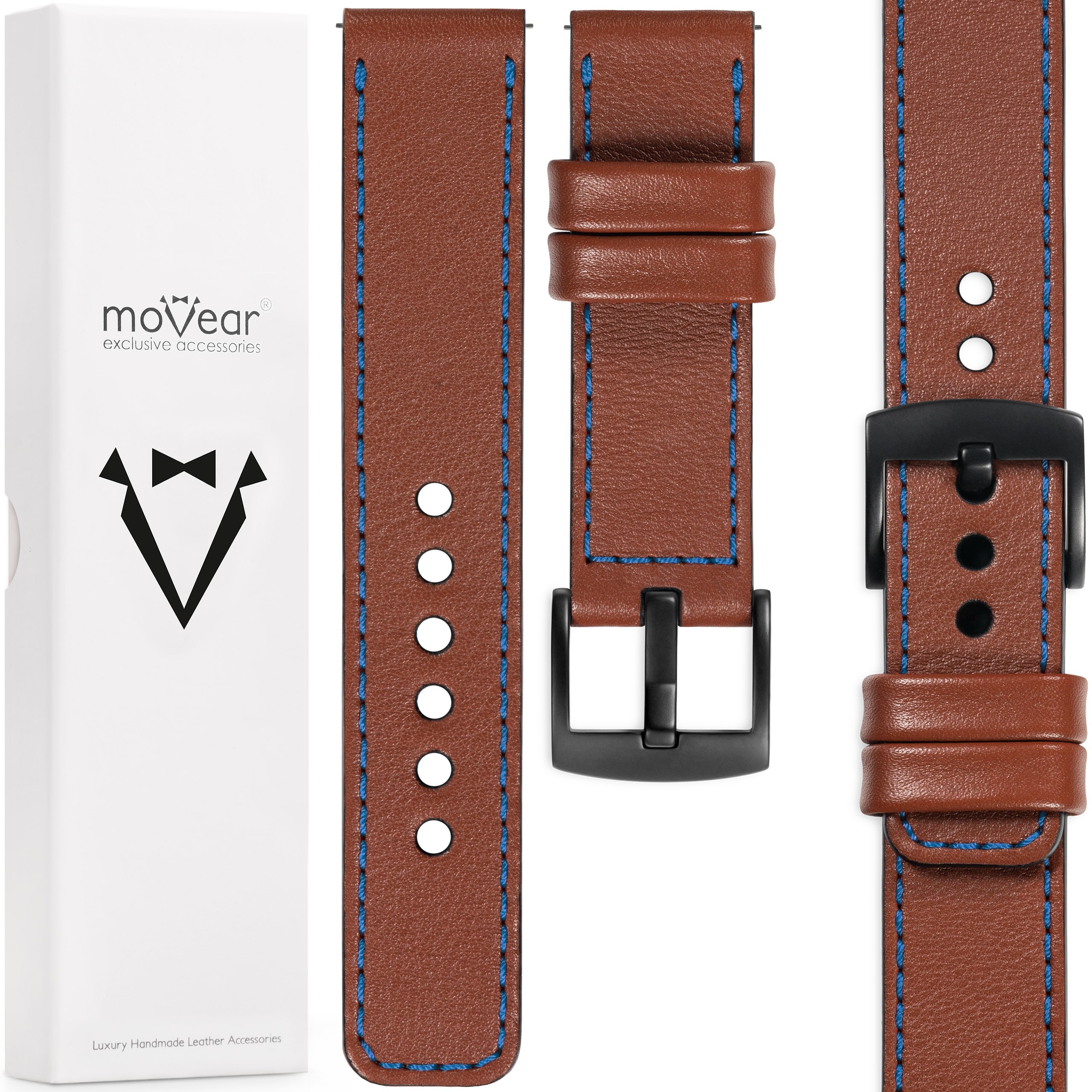 Prémiový řemínek 20 mm pro hodinky, exkluzivní, stylový Movear, hnědý