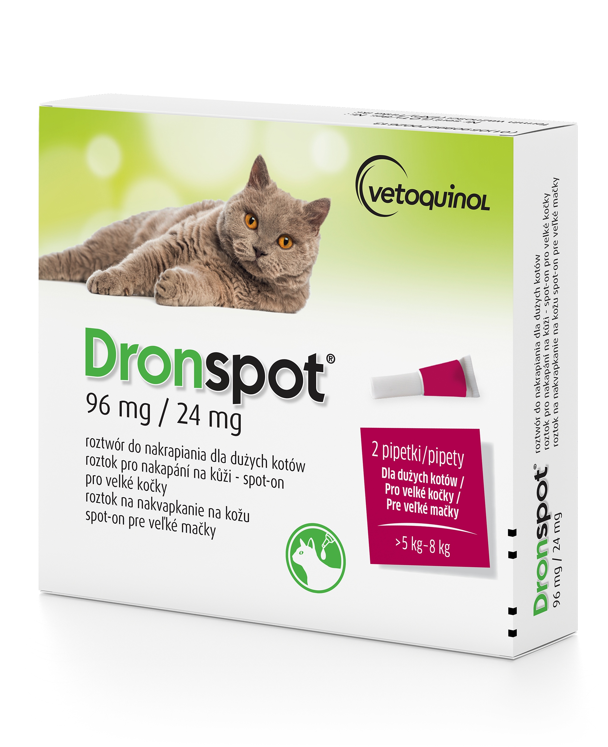 Dronspot krople na odrobaczenie robaki pasożyty dla kota 5-8 kg 2 pipety