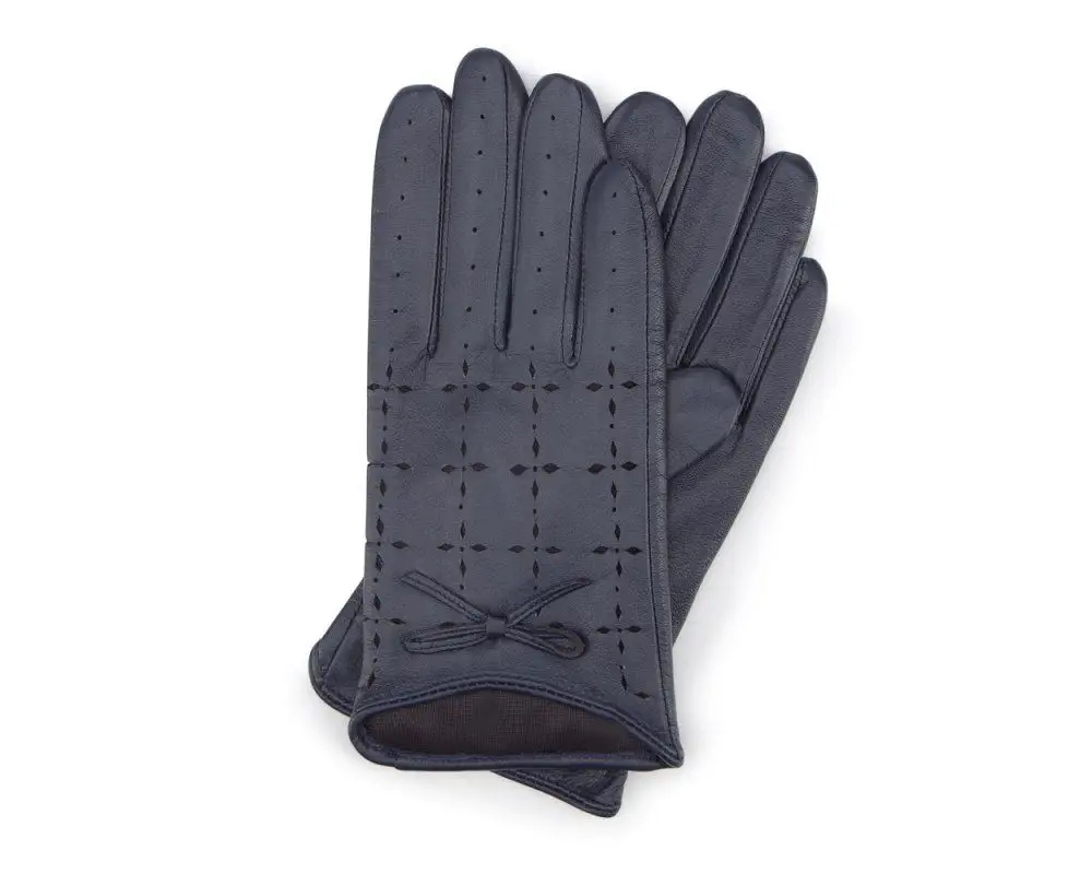 Klasické kožené rukavice Wittchen 45-6-519-GC M, Tmavě Modrá