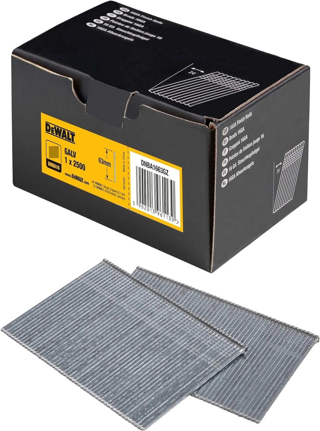 DEWALT GWOŹDZIE Z ŁBEM SPĘCZNIONYM 16GA DNBA1663GZ