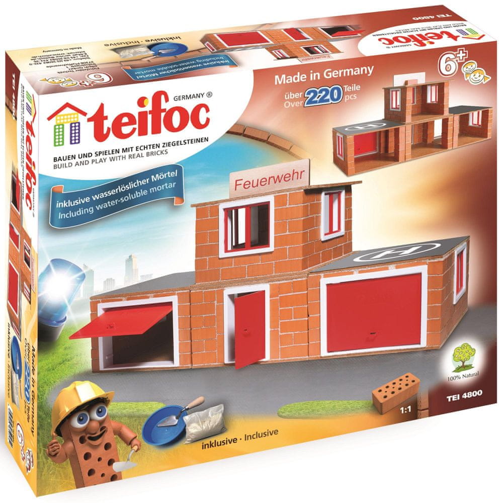 Stavebnice Teifoc Hasičská stanice 220ks v krabici 35x29x8cm
