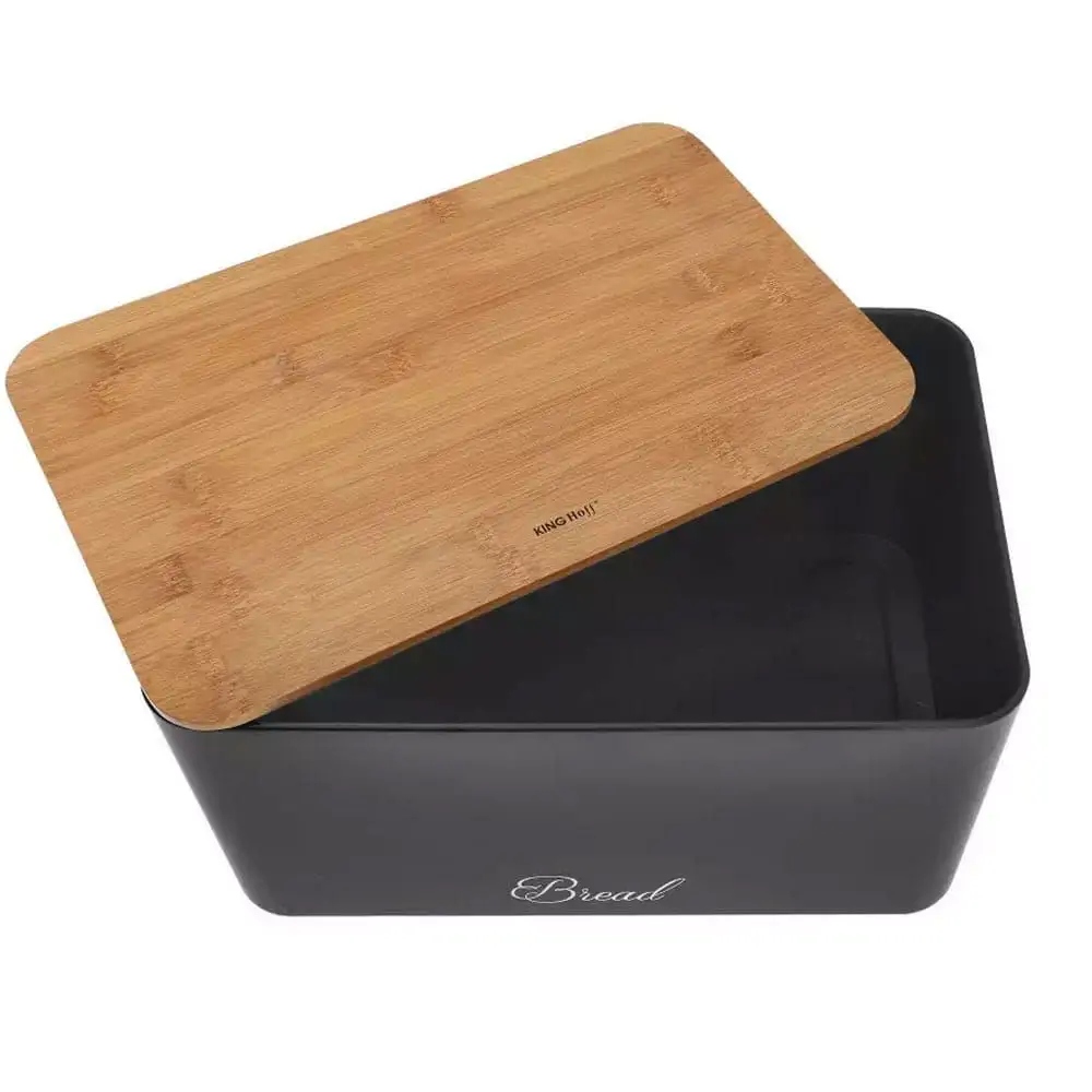 Bread Box set containers sugar, coffee, tea KH-1586 Color black