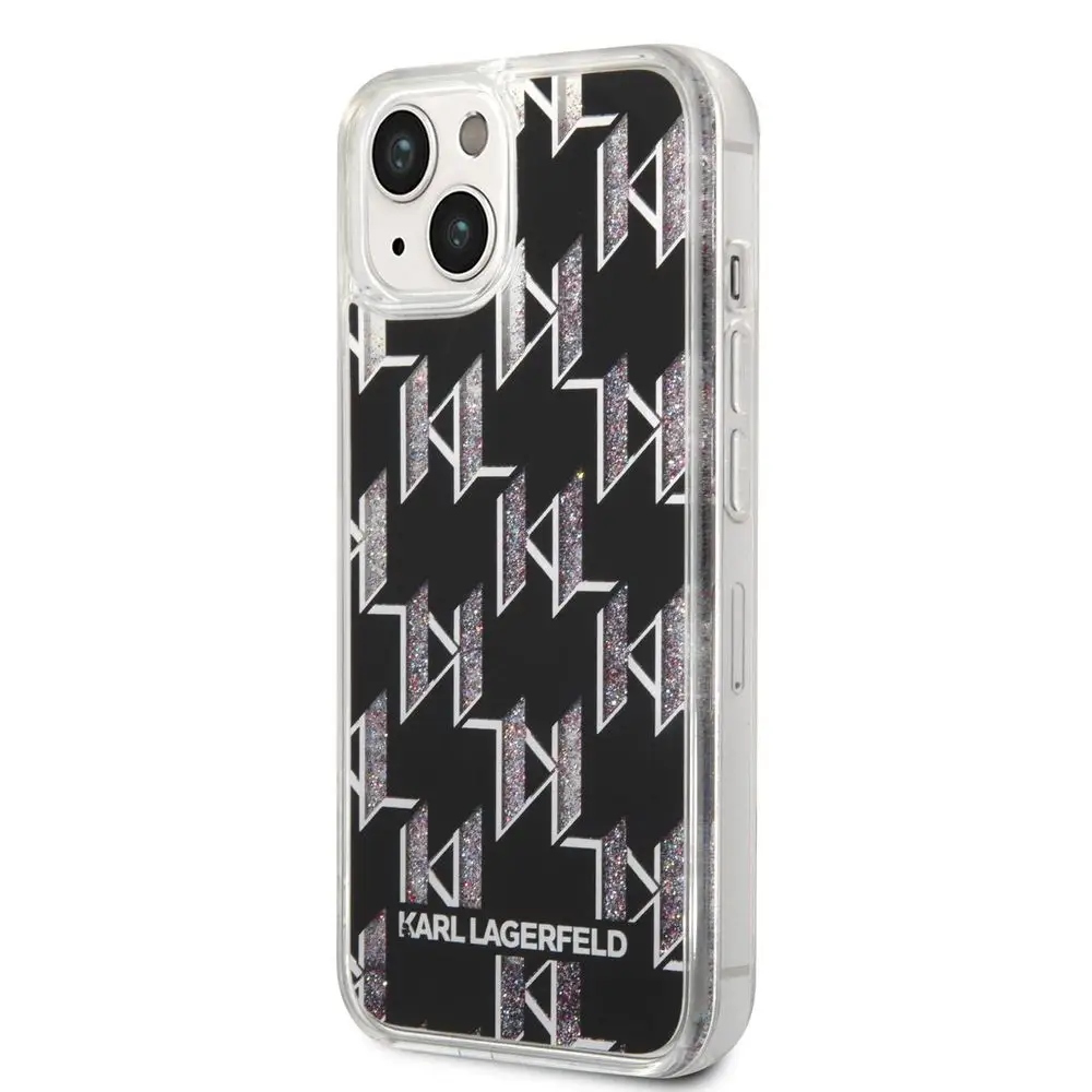 Karl Lagerfeld Monogram Liquid Glitter – Pouzdro pro iPhone 14 Plus (černé)