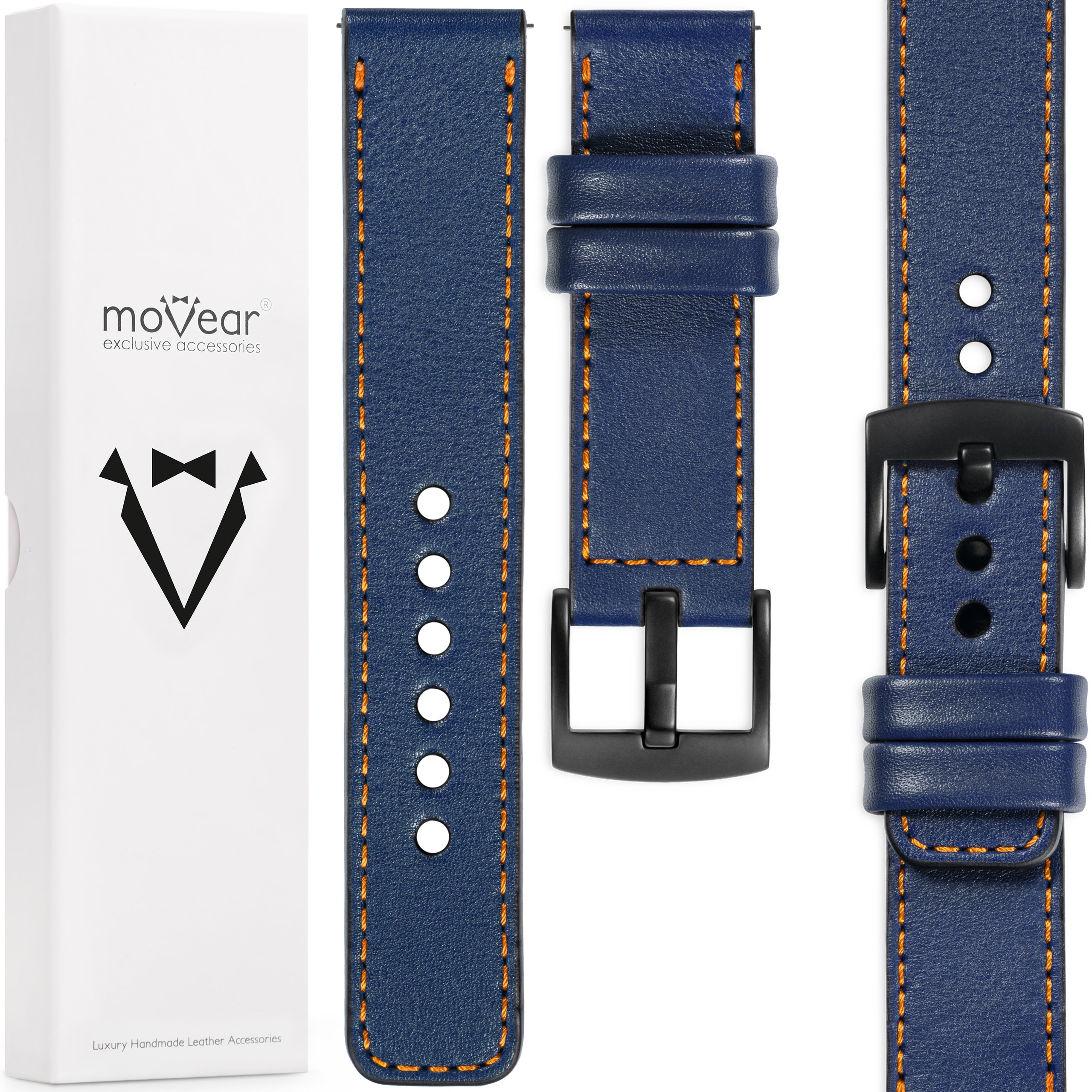 26 mm elegantní prémiový ruční řemínek na hodinky Movear, tmavě modrý