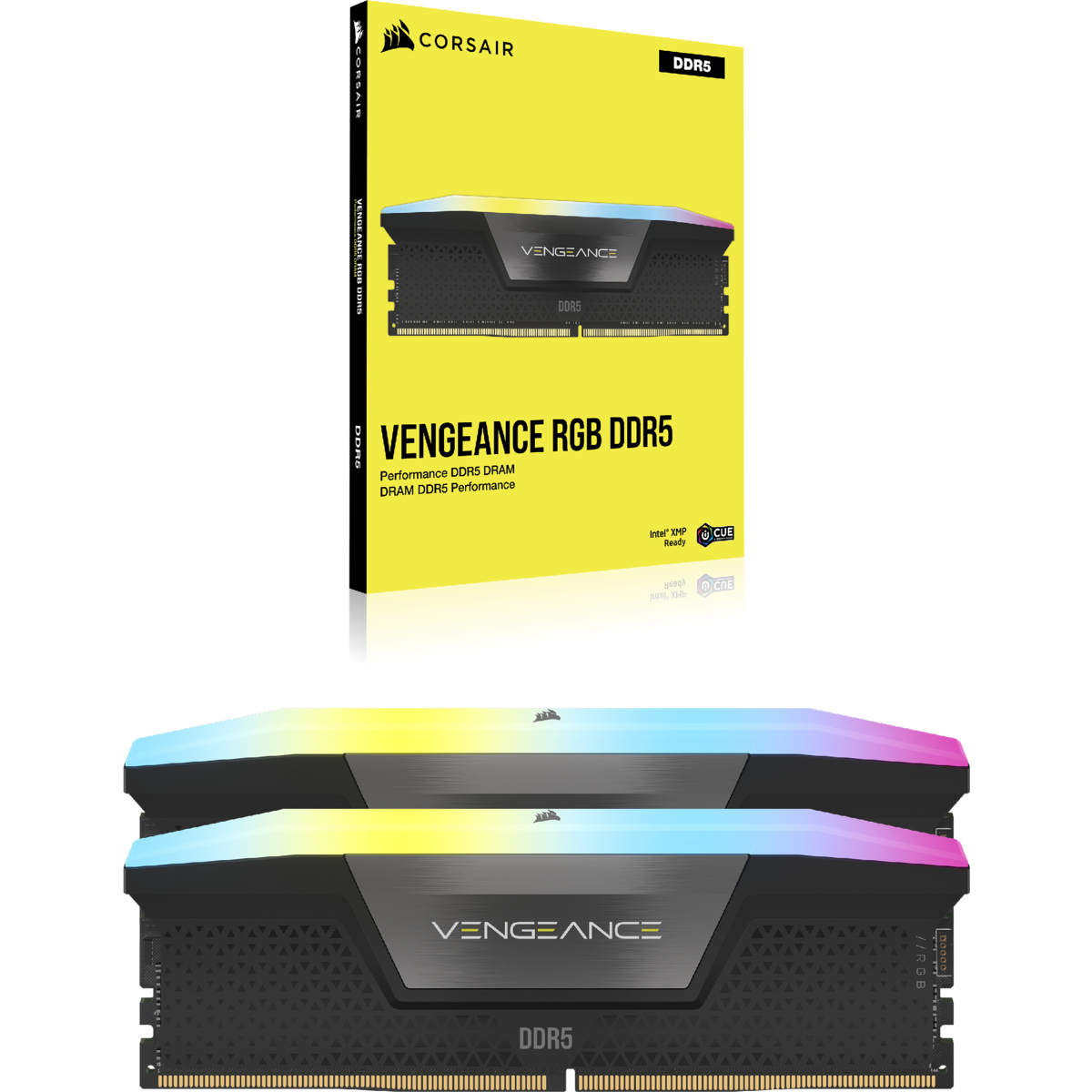 CORSAIR DDR5, 5200MT/s 48GB 2x24GB DIMM, 38-38-38-84, XMP 3.0, VENGEANCE RGB DDR5 Black Heatspreader, RGB LED, 1.25V — 7