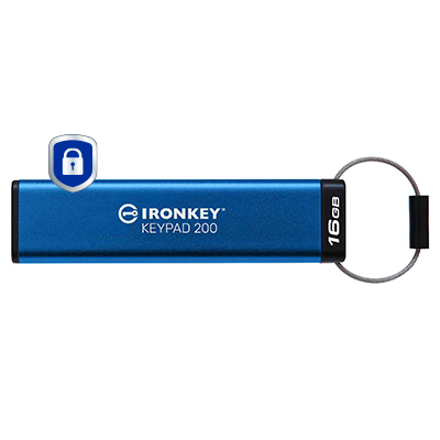 KINGSTON 16GB IronKey Keypad 200, FIPS 140-3 Lvl 3 (Pending) AES-256 Encrypted — 8