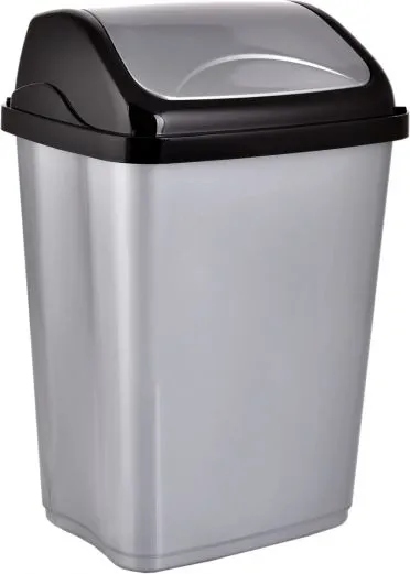 Šedý plastový odpadkový koš 16 l