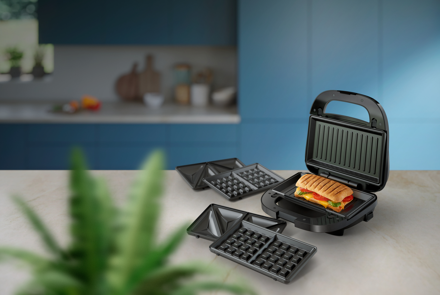 PHILIPS Opiekacz 5000 Seria 750W Panini Gofry Kanapki Czarny Srebrny — miniatura 15