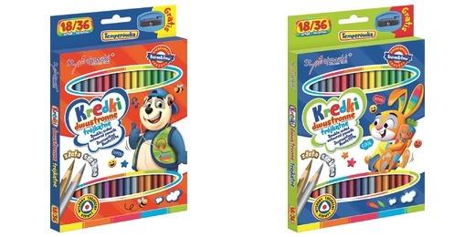 kredki trójkątne dwustronne 18szt + temperówka BAMBINO  4957 — 7