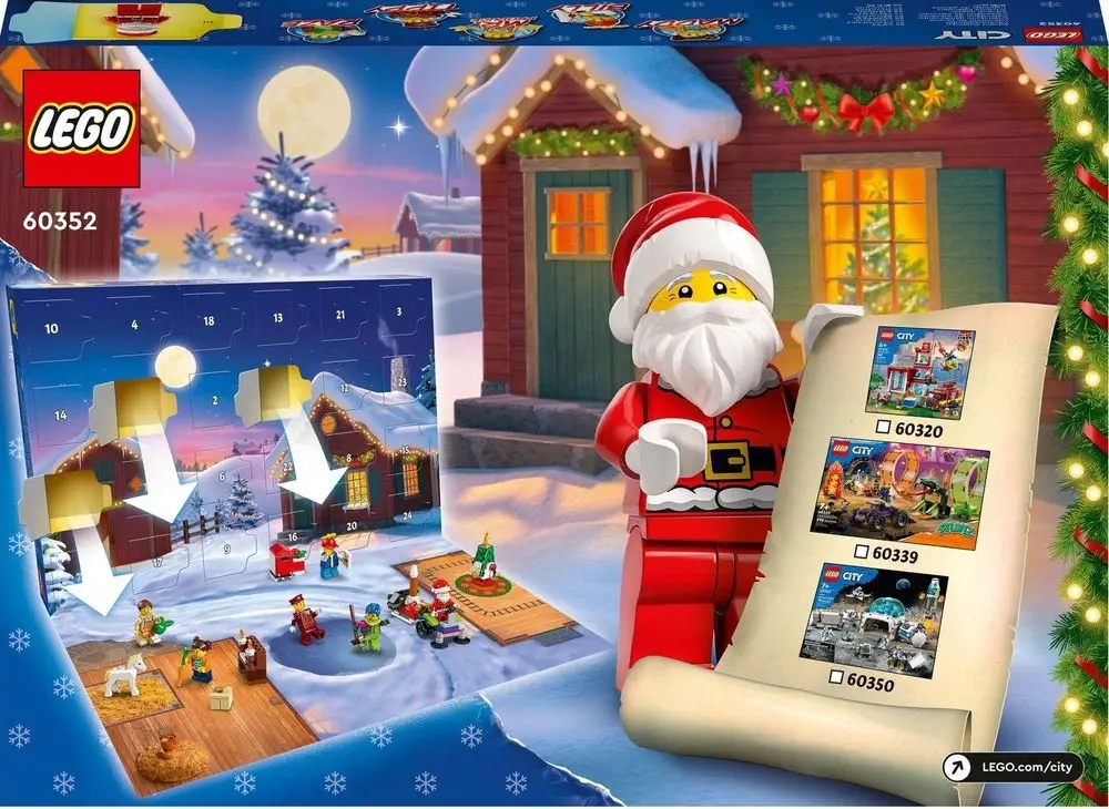 Адвент-календарь LEGO City 60352 2022, 287 деталей и минифигурка Санта-Клауса, от 5 лет, упаковка помята — фото 4