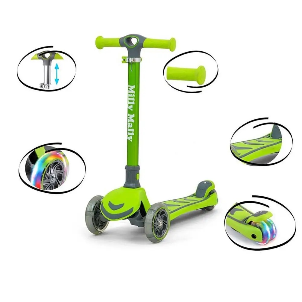Milly Mally Scooter Boogie Green Dětská Koloběžka Zelená Skládací 3-6 L