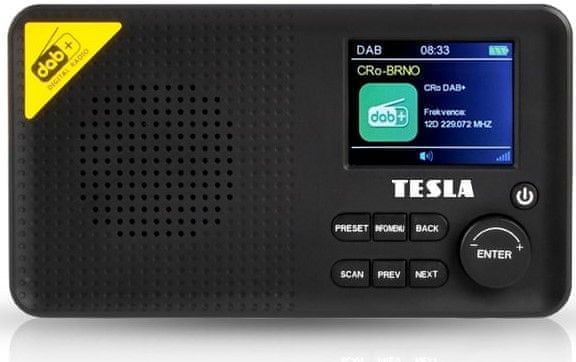 Radiopřijímač s Dab+ Tesla Sound DAB65, Dab+/fm, Bt, 220V/AKU, černý