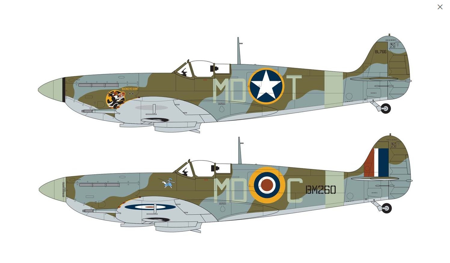 Airfix Supermarine Spitfire Mk.Vb 1:48 Montážní sada Pevný lalok