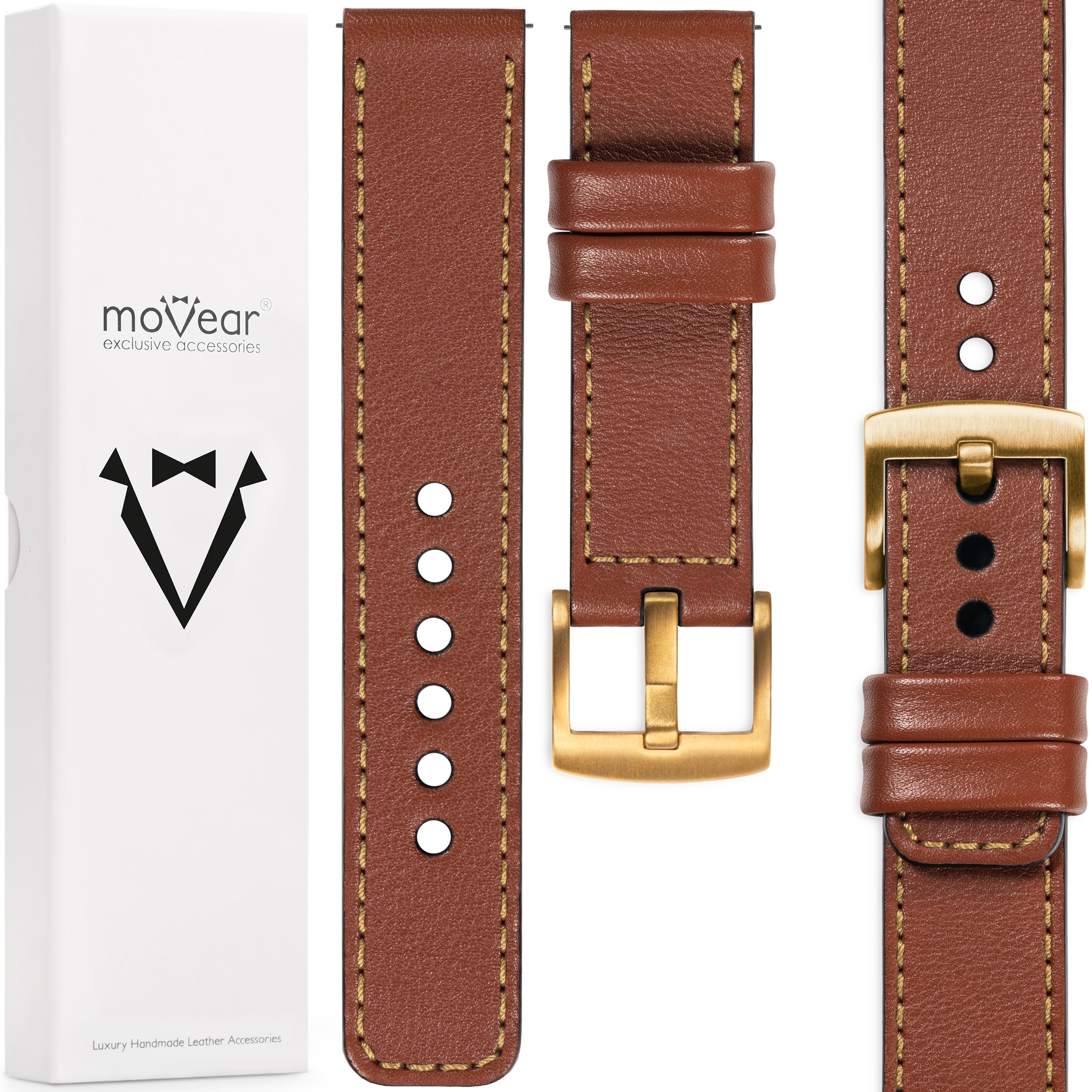 Prémiový řemínek 26 mm pro hodinky, elegantní, italská kůže, hnědá barva