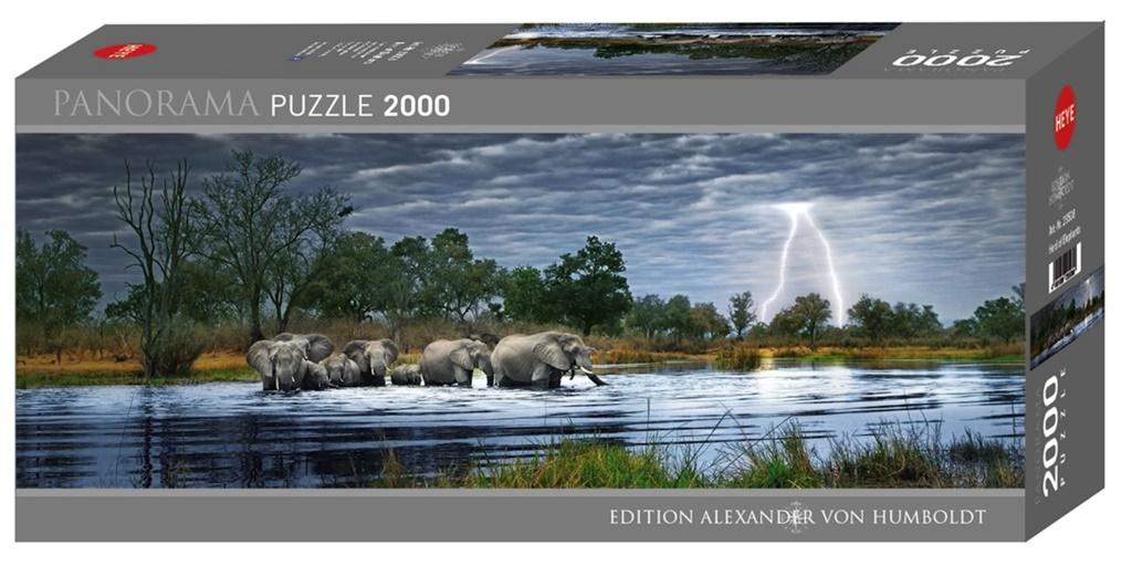 Afryka, Stado słoni. Puzzle 2000 elementów Heye