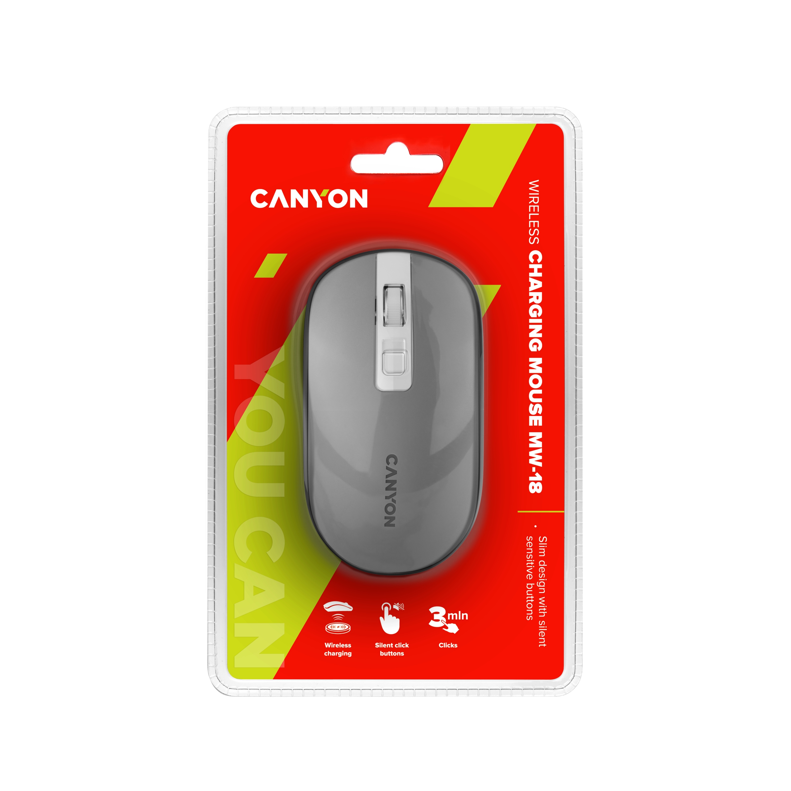 CANYON Mysz bezprzewodowa MW-18 Akumulator Ciemnoszara — 12
