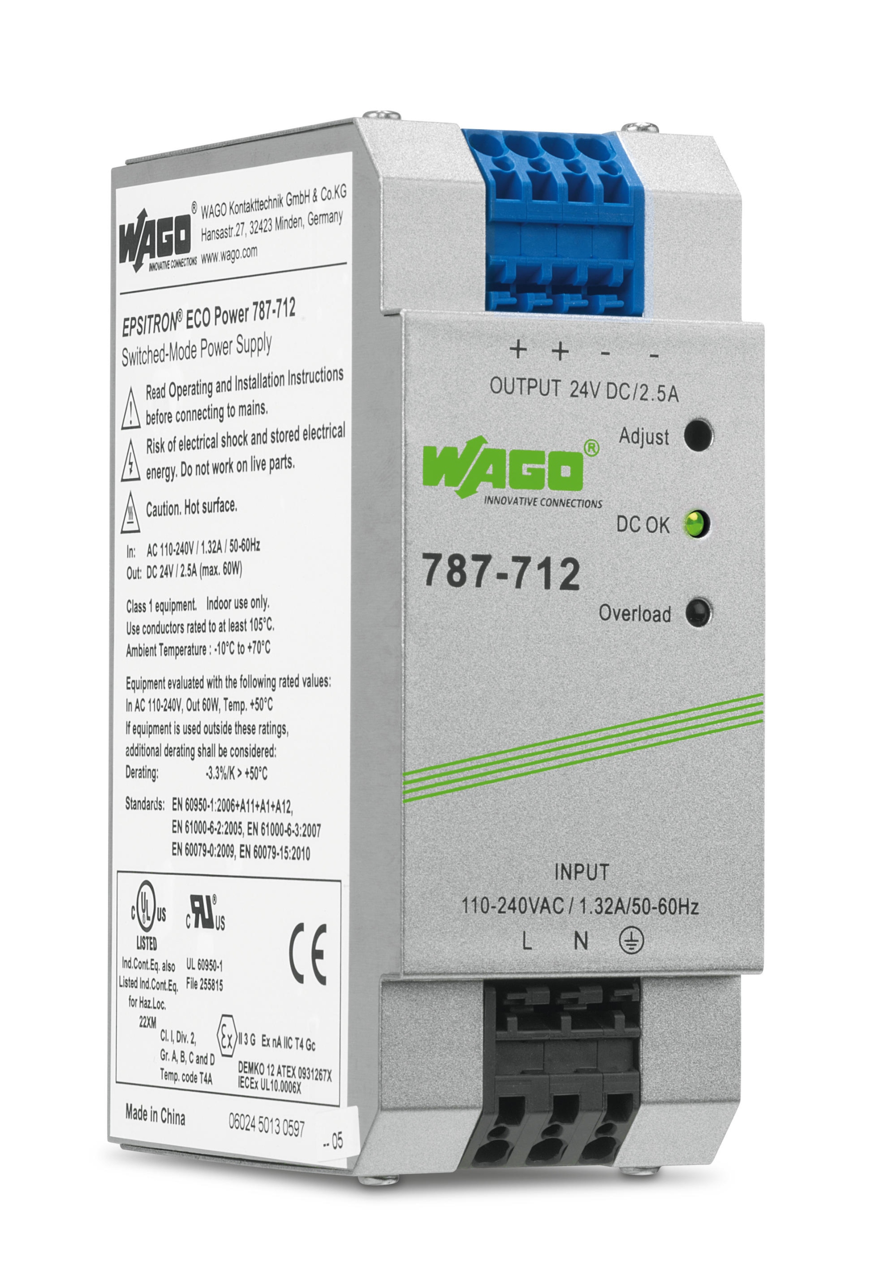 Impulsní napájecí zdroj Wago 787-712 Epsitron Eco Power, 24 VDC, 2.5 A, 60 W