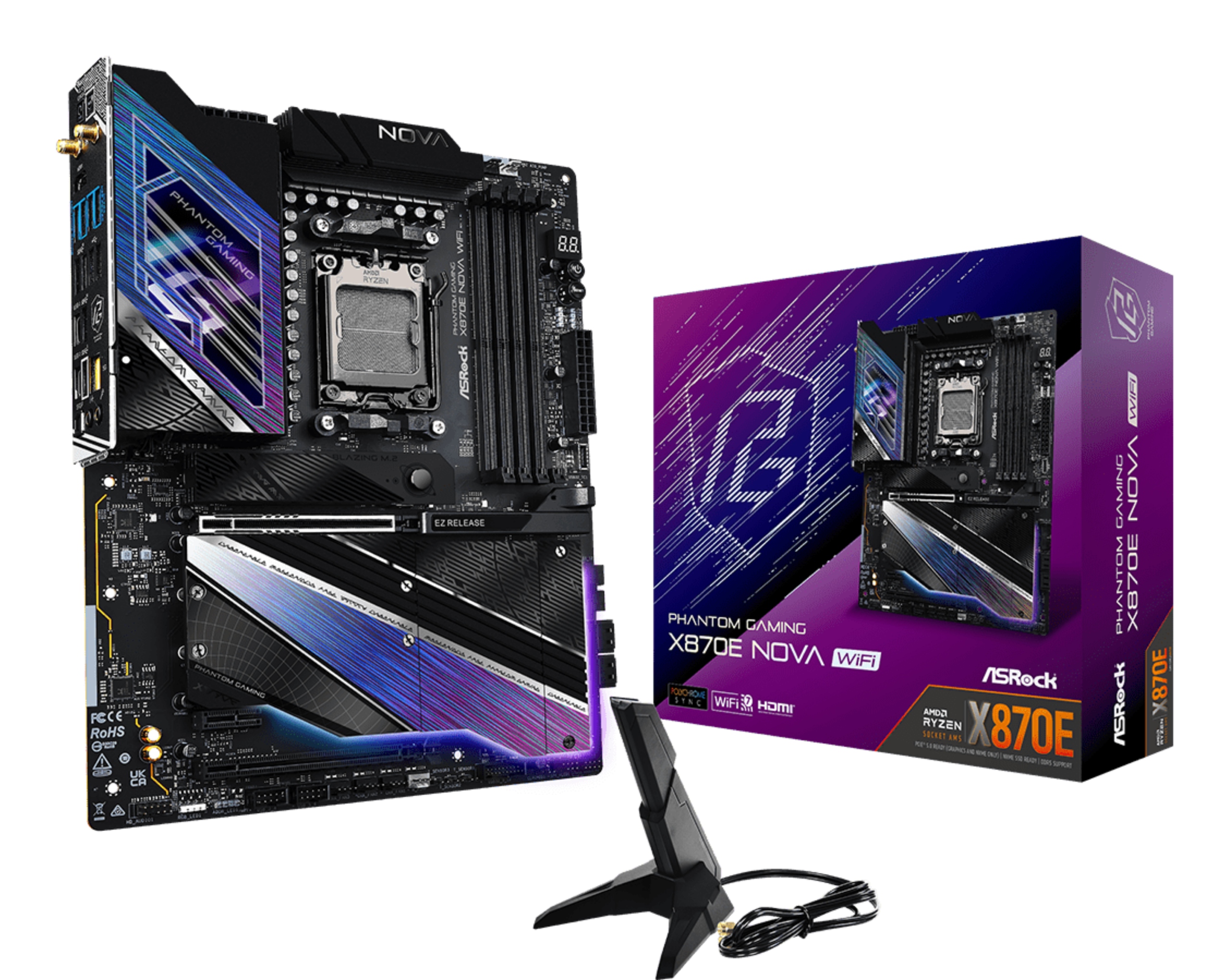 Asrock Płyta główna X870E Nova Wifi AM5 4DDR5 M.2 Atx