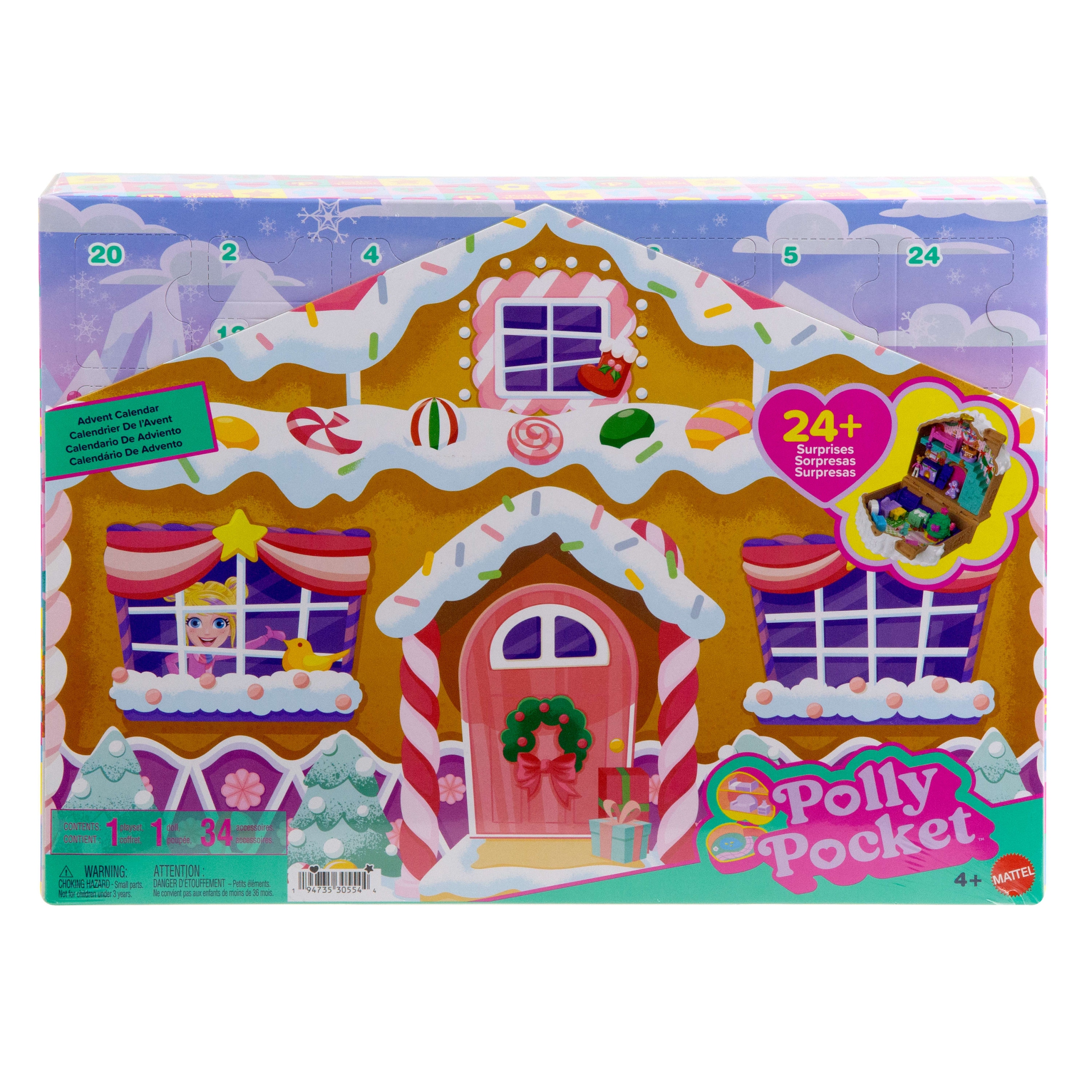 Адвент-календарь Polly Pocket Пряничный домик JFV13, кукла и 24 аксессуара, от 4 лет — фото 6