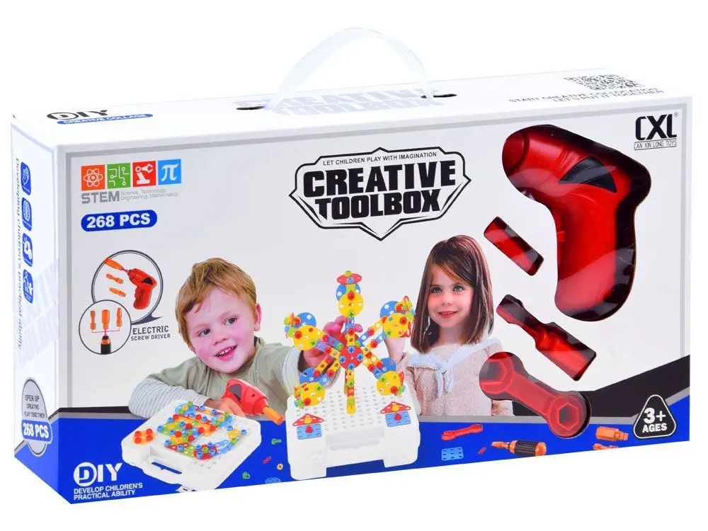 klocki konstrukcyjne + wkrętarka na baterie  268el.  | ZA3546 — 13