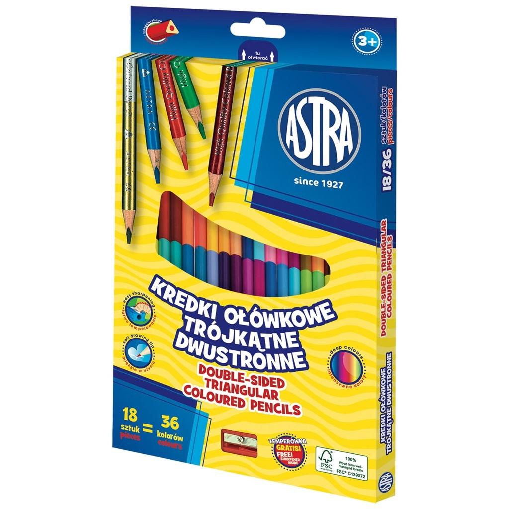 Kredki ołów trójkątne dwustronne 18=36KOL Z TEMPER