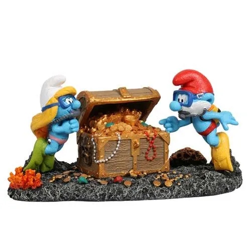 Levně Aqua Della Ozdoba Šmoulové Truhla Skrab 18,8x9,7x9,6