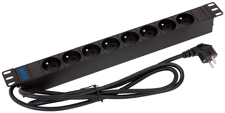 Triton rozvodný panel RAB-PD-X01-A1, 19", 8x zásuvka, 3x1, 5mm, 2m
