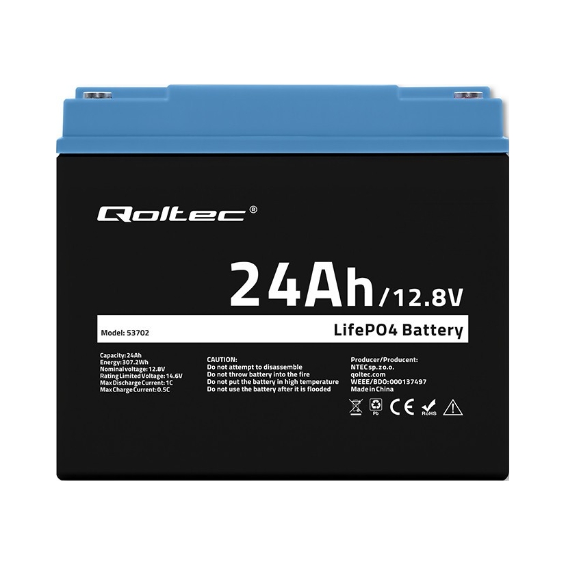 Qoltec Akumulator LiFePO4 Litowo-Żelazowo-Fosforanowy 12.8V 24Ah 307.