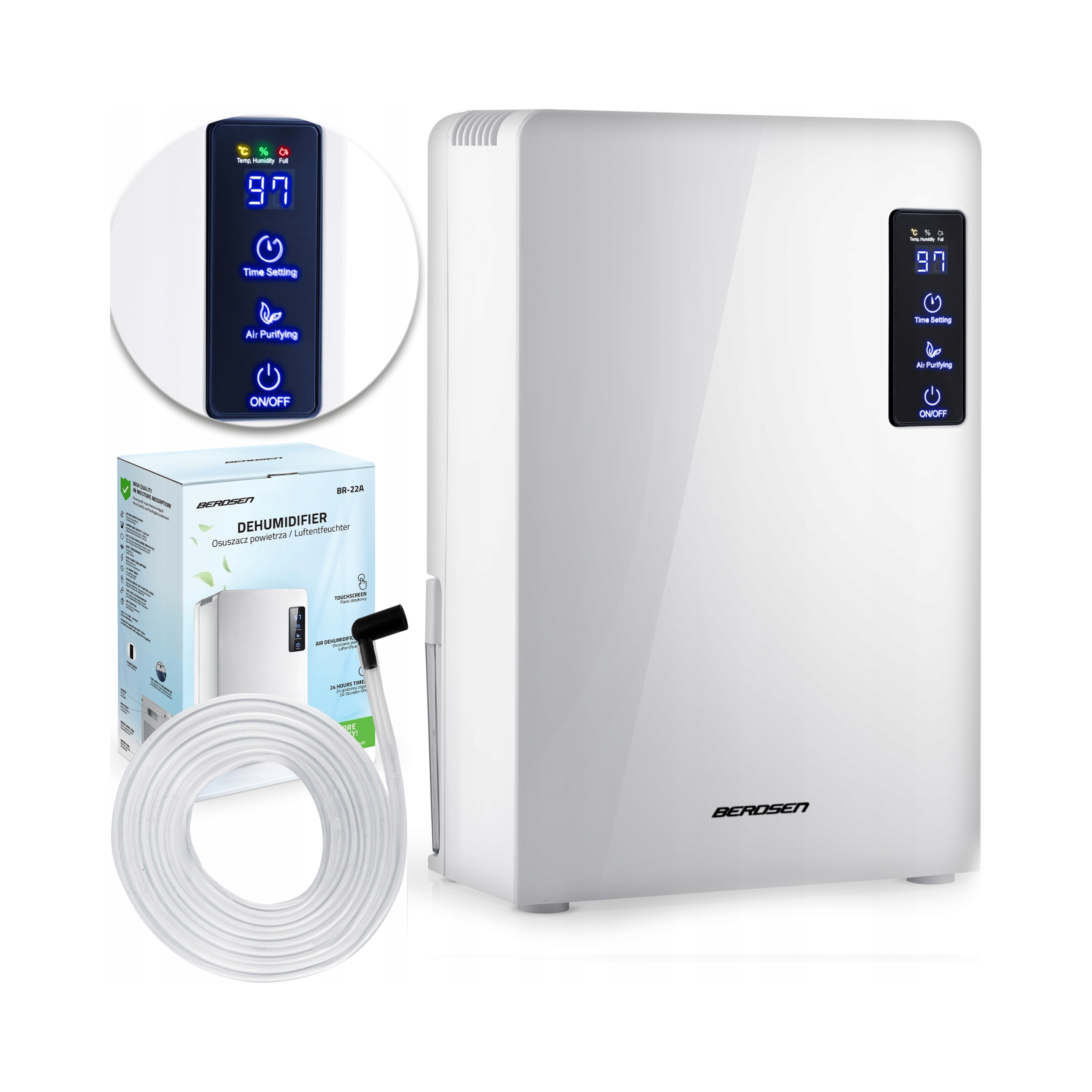 Berdsen BR-22A Odvlhčovač vzduchu 90 W, 2200 ml, biely