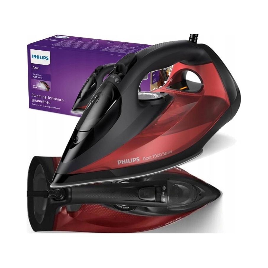 Żelazko parowe 2800W Philips Azur seria 7000 czarno-czerwone DST7022/40