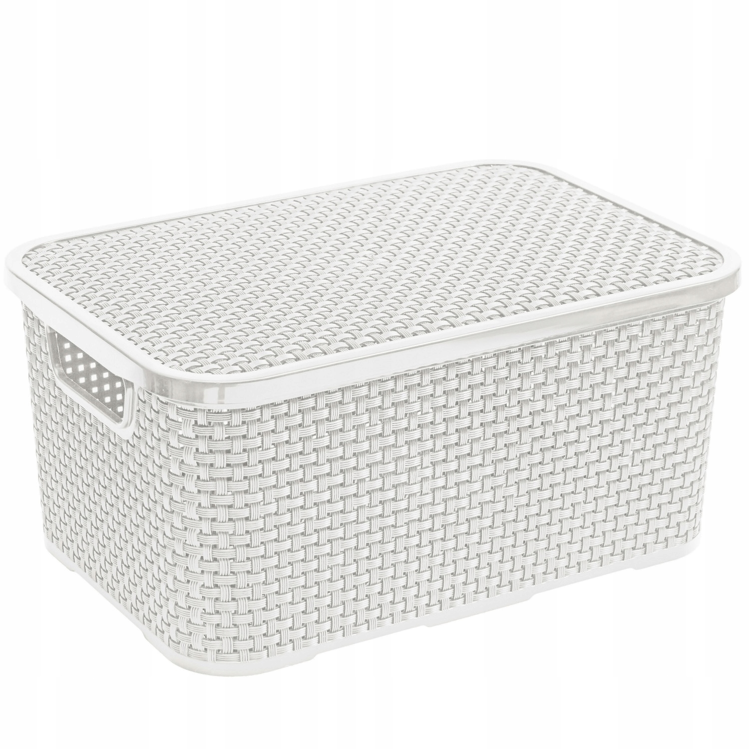 PUDEŁKO KOSZYK RATANOWY PLASTIK 10L POKRYWA SZARY ORGANIZER 29x20x16 cm
