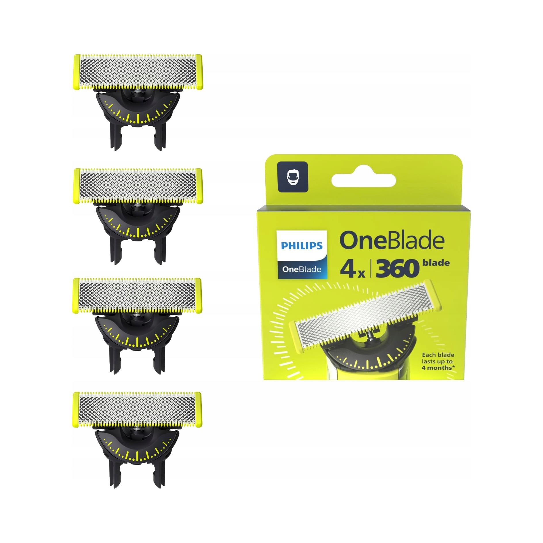 Čepel holicího strojku Philips OneBlade 360 QP440/50 4 kusů, originální zabalené