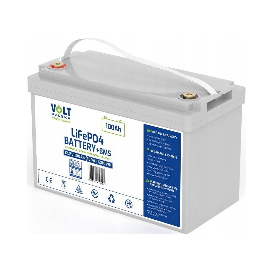 Akumulator Volt Polska LiFePO4 Bms 12,8V 100Ah Bluetooth mata grzewcza