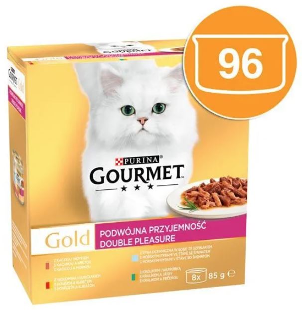 Levně Gourmet Gold konz pro koč hoví a kuř, král a ját, moř ry, kach a krů 96x85g
