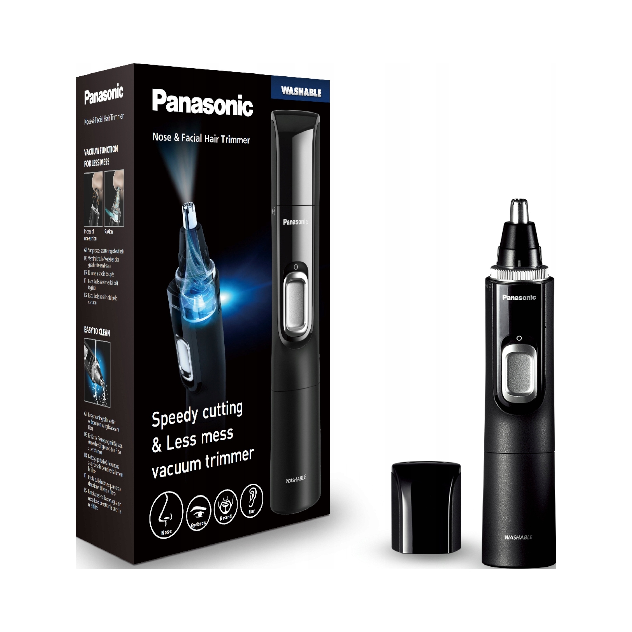 Panasonic ER-GN300 Trymer do Nosa Uszu Zarostu Vacuum 2 Ostrza Wodoodporny