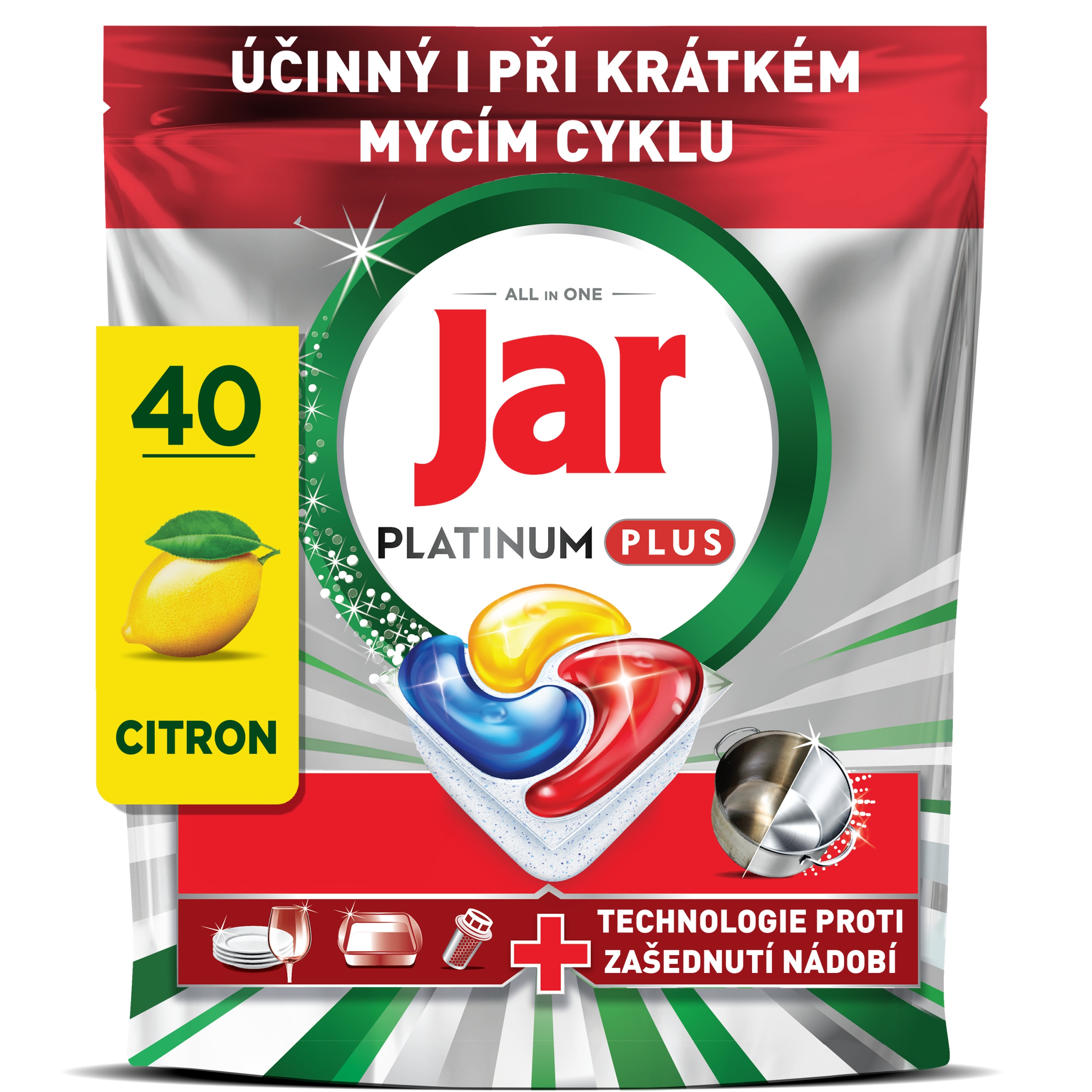 Levně Jar Platinum Plus Lemon tablety do myčky 40 ks