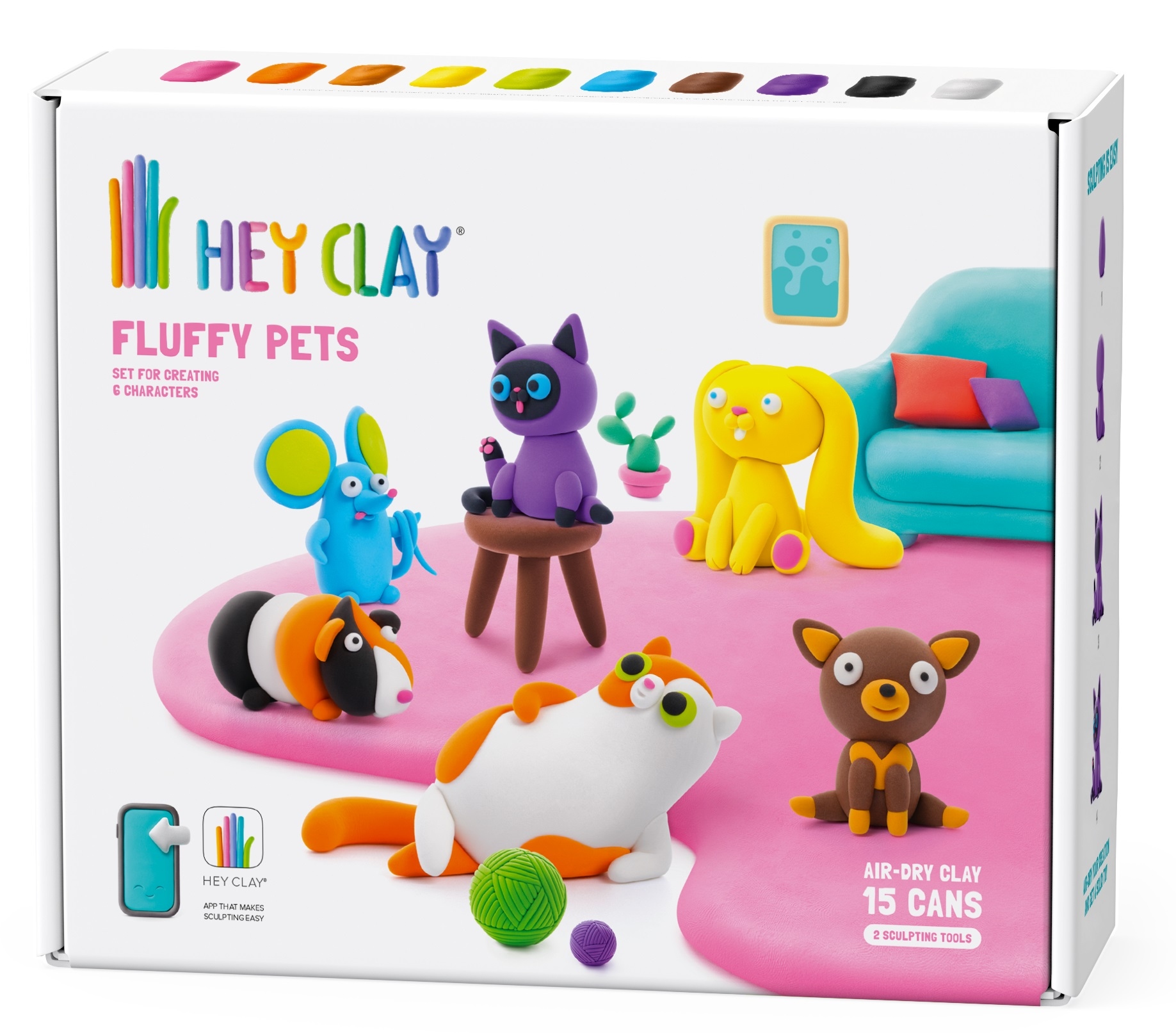 Masa plastyczna HEY CLAY - zestaw puchate zwierzęta 15 tubek + aplikacja_10