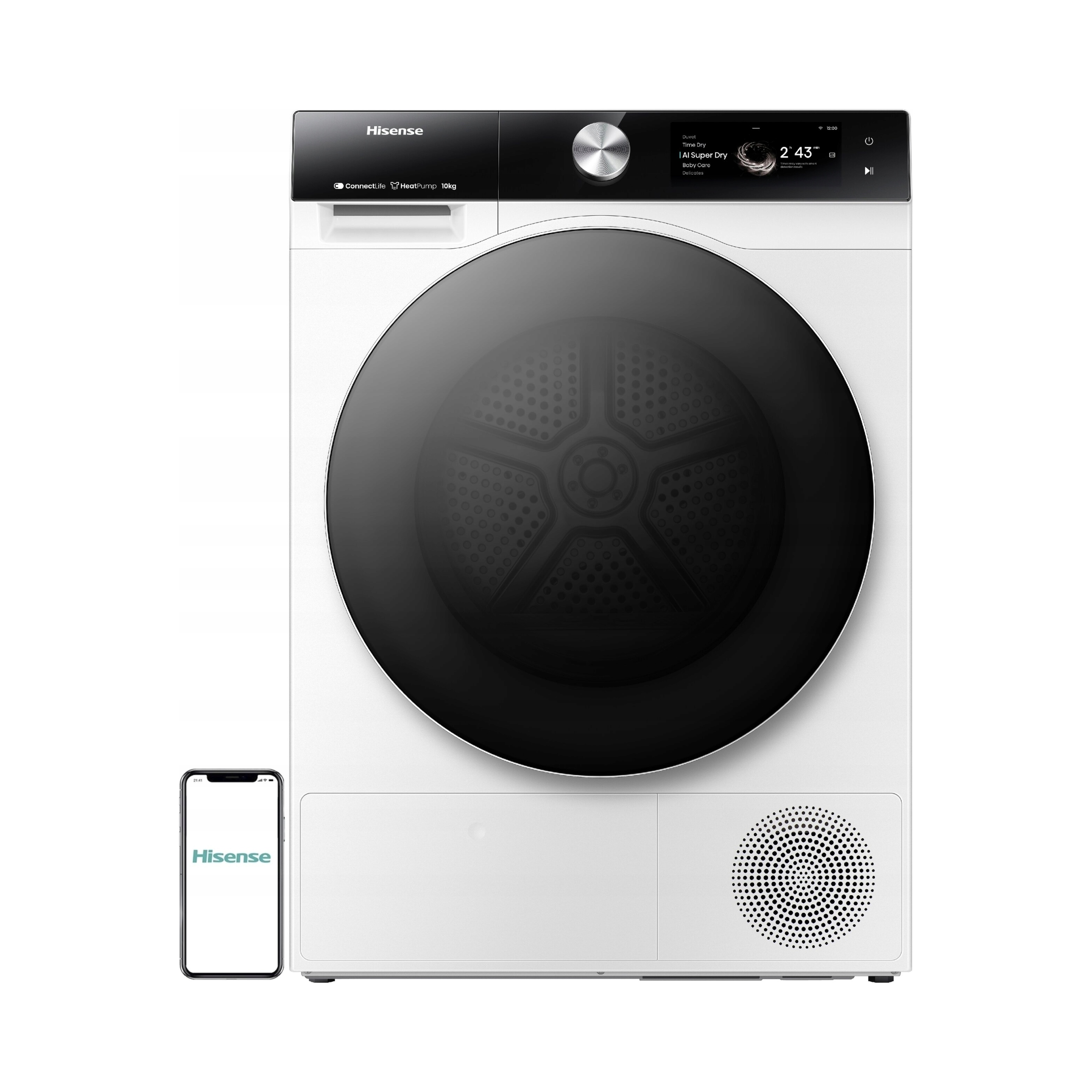 2X Suszarka Hisense DH7S107BW Seria 7S Wi-Fi ConnectLife Ai SuperDry Ekran