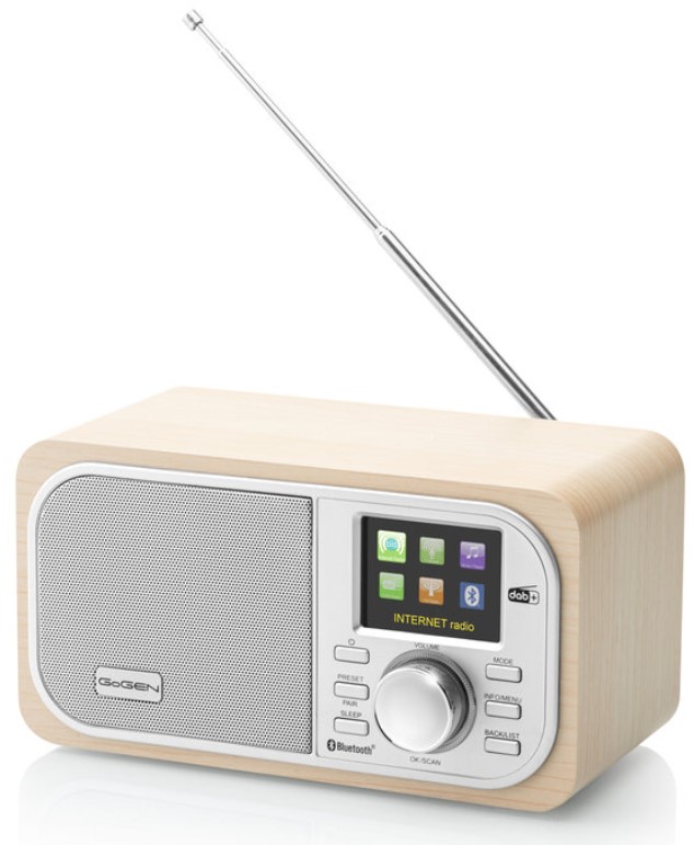 Internetové rádio s Dab+ GoGEN Ir 237 Btdab, hnědá/stříbrná