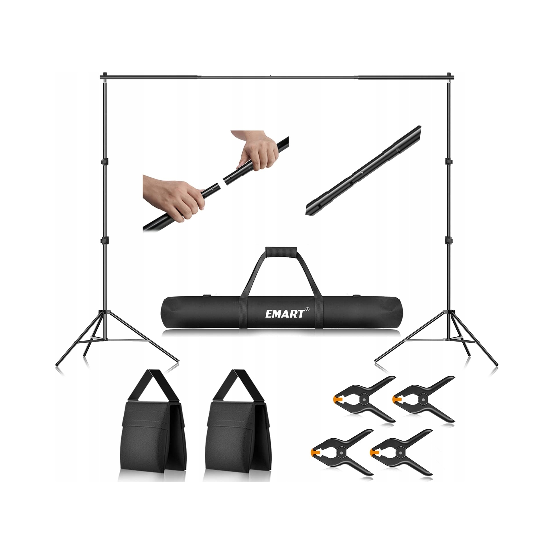 Stojak do Tła Fotograficznego 2x3 m Emart Statyw Studio Foto Zestaw
